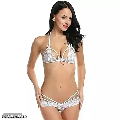 Stylish White Net Lace Baby Dolls For Women