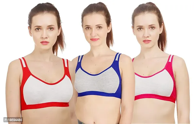 Arousy Women?s Cotton Sports Bra|Gym Bra|Yoga Bra|Running Bra|Teenage Bra|Sports Bra Combo (Pack of 3) (Color : Red,Blue,Pink) (Size : 38)