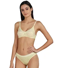 Beach Curve-Women's Cotton Bra Panty Set for Women Lingerie Set Sexy Honeymoon Undergarments (Color : Yellow)(Pack of 1)(Size :30) Model No : ZB SSet-thumb4