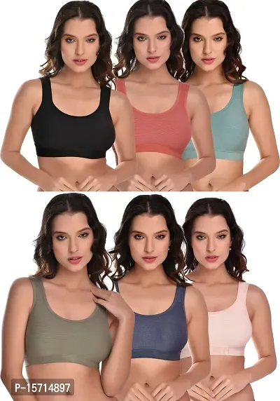 Stylish Multicoloured Cotton Solid Bras For Women ( Pack of 6 )