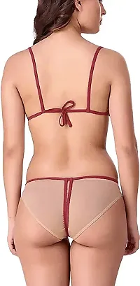 Beach Curve-Women's Net Bikni Bra Panty Set for Women Lingerie Set Sexy Honeymoon Undergarments (Color : Maroon)(Pack of 1)(Size :36) Model No : SK01-thumb4