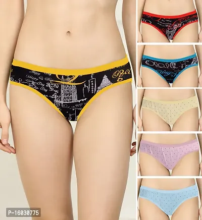 Women Cotton Silk Hipster Multicolor Panties Combo  Cotton ( Pack of 6 ) ( Color : YellowRedBlueBluePinkYellow ) ( Pattern : Solid ) ( Size : M )