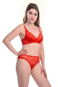 Women Cotton Bra Panty Set for Lingerie Set Pack of 3  Color : Red,Brown,Blue-thumb1