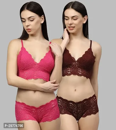 Trendy Net Bra And Panty Set For Women Pack Of 2-thumb0