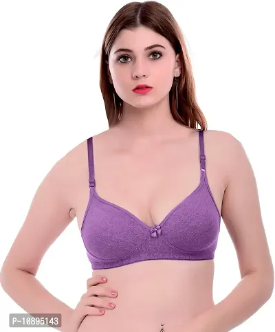 Arousy Fashion Comfortz Women Cotton Non Padded Non-Wired Bra (Pack of 1) (Color : Purple) (Size : 32)