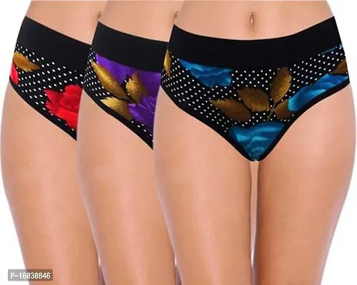 Women Cotton Silk Hipster Multicolor Panties Combo  Cotton ( Pack of 3 ) ( Color : RedBluePurple ) ( Pattern : Solid ) ( Size : M )-thumb0