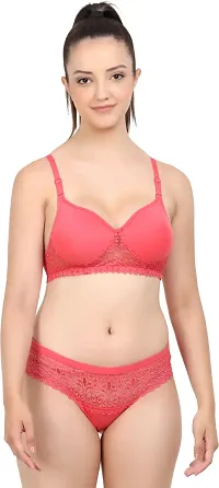 Elegant Self Pattern Bras And Panty Set For Women