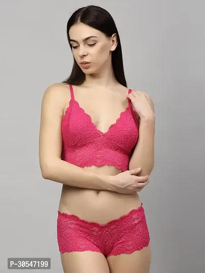 Stylish Pink Cotton Bridal Lingerie set For Women