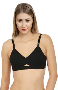 Arousy Women's Non-Wired Full Cup Cotton Bra Black,Brown-thumb1