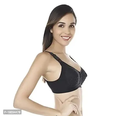 Arousy Women's Cotton Non Wired Full Coverage T-Shirt Bra|Shaper Bra|Push up Bra |Teenage Bra|Regular Use Bra|Comfortable Bra|Free Bra Hook Extender|Pack of 2 Black,White-thumb2