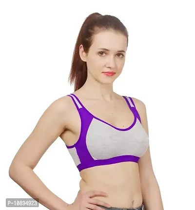 Arousy Women?s Cotton Sports Bra|Gym Bra|Yoga Bra|Running Bra|Teenage Bra|Sports Bra Combo (Pack of 1) (Color : Purple) (Size : 32)-thumb2