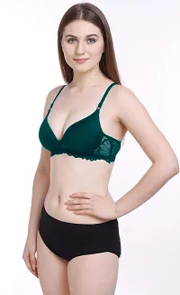 Arousy Fashion Honeymoon Lingerie Set Cotton Bra Panties Set for Women|Bra Panty Set |Bra Panty Set for Women with Sexy|Undergarments|Lingerie Set for Women for Sexy Honeymoon| Green,Pink-thumb2