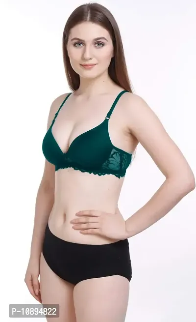 Arousy Fashion Honeymoon Lingerie Set Cotton Bra Panties Set for Women|Bra Panty Set |Bra Panty Set for Women with Sexy|Undergarments|Lingerie Set for Women for Sexy Honeymoon| Green,Pink-thumb3