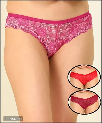 Women Cotton Silk Hipster Multicolor Panties Combo  Cotton ( Pack of 3 ) ( Color : RedPinkMaroon ) ( Pattern : Solid ) ( Size : M )