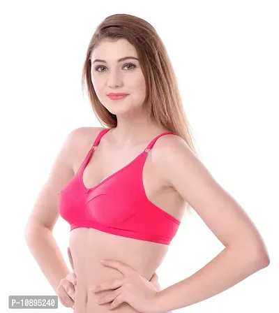 Arousy Women Cotton Non Padded Non-Wired Bra (Pack of 2) (Color : D Pink,Maroon) (Size : 36)-thumb3