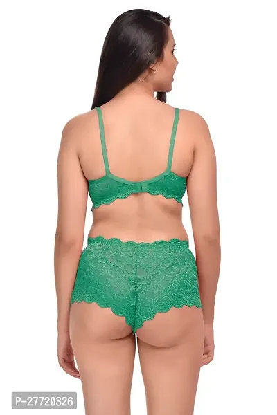 Women Net Bra Panty Set for Lingerie Set Pack of 1  Color : Green-thumb4