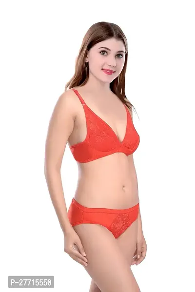 Women Cotton Bra Panty Set for Lingerie Set Pack of 1  Color : Orange-thumb3