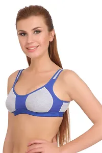 Arousy Women?s Cotton Lycra Molded Cup|Sports Bra|Gym Bra|Yoga Bra|Running Bra|Teenage Bra|Sports Bra Women|Sports Bra for Women for Gym|Sports Bra for Girls|Sports Bra Combo Blue,Grey-thumb2