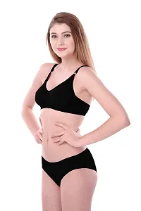 Arousy-Women's Cotton Bra Panty Set for Women Lingerie Set Sexy Honeymoon Undergarments (Color : Black)(Pack of 1) Model No : SK01-thumb3