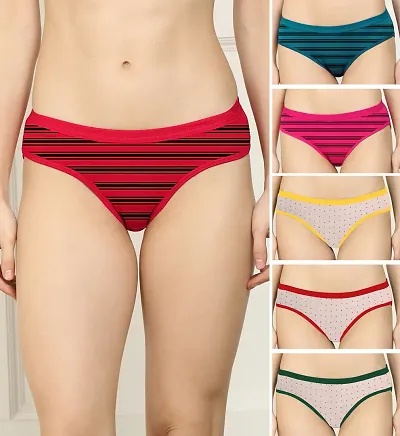 Stylish Blend Striped Hipster Panty For Women Pack Of 2