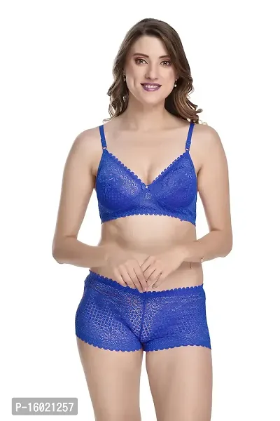 Stylish Fancy Net Bra  Panty Set For Women Pack Of 1
