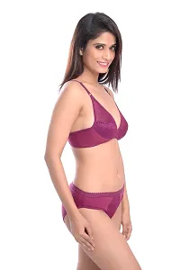 Women Cotton Bra Panty Set for Lingerie Set Pack of 3  Color : Maroon,Red,Purple-thumb1