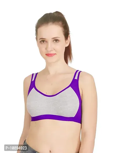 Arousy Women?s Cotton Sports Bra|Gym Bra|Yoga Bra|Running Bra|Teenage Bra|Sports Bra Combo (Pack of 1) (Color : Purple) (Size : 32)-thumb0