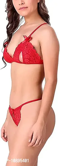 Beach Curve-Women's Net Bikni Bra Panty Set for Women Lingerie Set Sexy Honeymoon Undergarments (Color : Red)(Pack of 1)(Size :32) Model No : SK01-thumb4