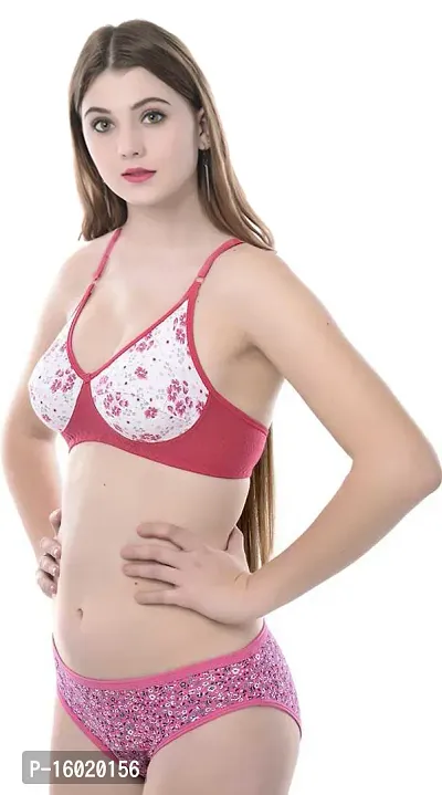 Stylish Fancy Cotton Bra  Panty Set For Women Pack Of 3-thumb3