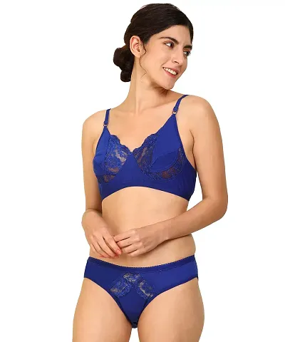 Beach Curve-Women's Cotton Bra Panty Set for Women Lingerie Set Sexy Honeymoon Undergarments (Color : Multi)(Pack of 1,2,3)