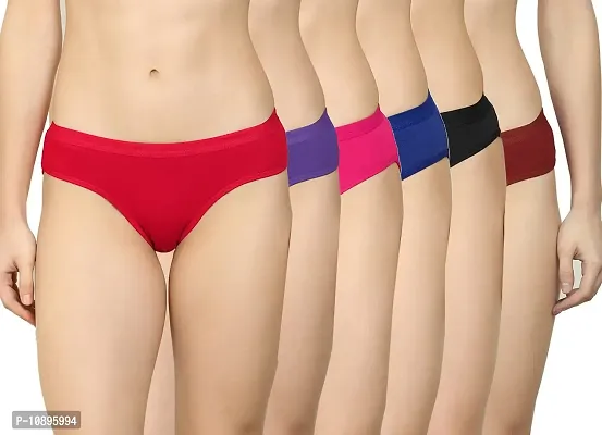 Beach Curve Women Cotton Silk Hipster Multicolor Panties Combo -100% Cotton ( Pack of 6 ) ( Color : Red,Blue,Pink,Puple,Black,Maroon )-thumb0