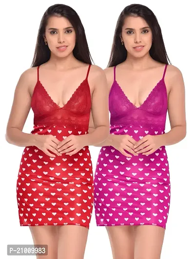 Stylish Fancy Designer Net Baby Doll Night Dress For Women Pack Of 2-thumb0