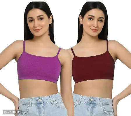 Stylish Multicoloured Cotton Solid Bras For Women Pack of 2