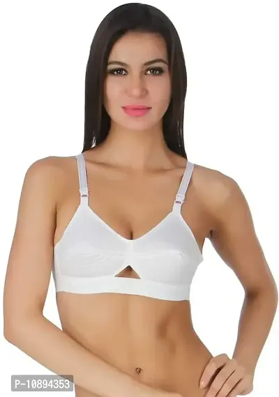 Arousy Women's Non-Wired Full Cup Cotton Bra White-thumb0