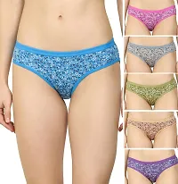 Beach Curve Women Cotton Silk Hipster Multicolor Panties Combo -100% Cotton ( Pack of 6 ) ( Color : Blue,Pink,Grey,Purple,Yellow,Green )-thumb1