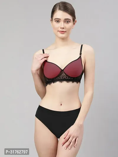 Stylish Cotton Solid Bra and Panty set for Women-thumb0