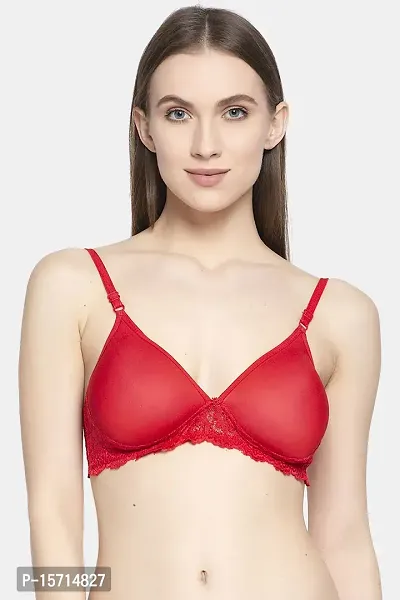 Stylish Red Cotton Solid Bras For Women ( Pack of 1 )