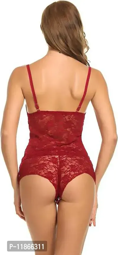 Stylish Maroon Net Lace Baby Dolls For Women-thumb3