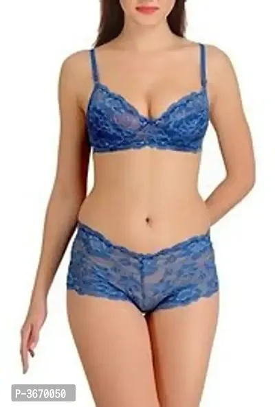 Beautiful Lace Bra Panty Set-thumb0