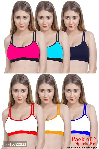 Women Cotton Non Padded Non-Wired Bra ( Pack of 2 ) ( Color : Multi ) ( Assorted Color )-thumb0