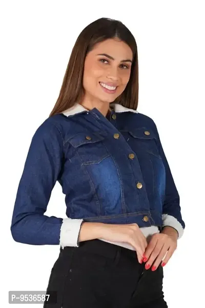 Classic Denim Solid Jacket for Women-thumb2