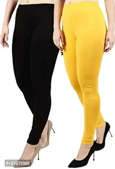 Fabulous Multicoloured Cambric Cotton Solid Leggings For Women Pack Of 2