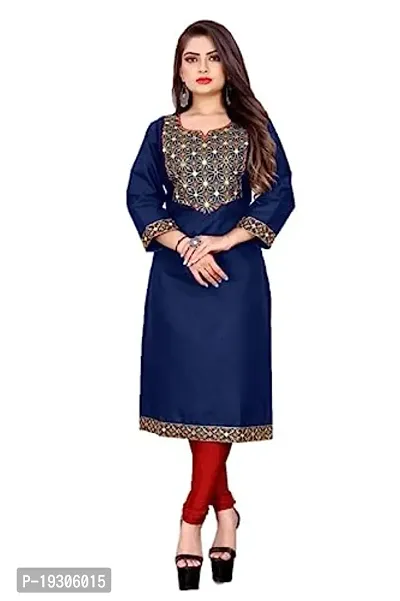 Stylish Navy Blue Rayon A-Line Kurta Bottom Set For Women