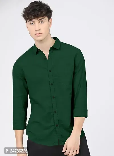 SYSBELLA FASHION Men's Solid Regular fit Casual Shirt with Spread Collar || Shirt for Men|| Men Stylish Shirt || Full Sleeve || Cotton Shirt-thumb3