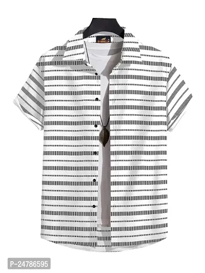 SYSBELLA FASHION Casual Shirt for Men with Spread Collar || Stripe Shirts for Men|| Men Stylish Shirt || Half Sleeve || Lycra with streatchable Spandex