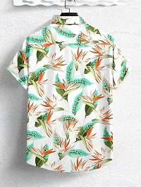 SYSBELLA FASHION Men's Printed Shirt with Spread Collar || Printed Lycra Shirts for Men|| Men Stylish Shirt for Outing, Camping, Beach || Half Sleeve (XX-Large, White-Green-Orange)-thumb2