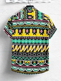 SYSBELLA FASHION Men's Printed Shirt with Spread Collar || Printed Lycra Shirts for Men|| Men Stylish Shirt for Outing, Camping, Beach || Half Sleeve-thumb2