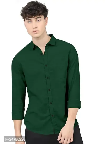 SYSBELLA FASHION Men's Solid Regular fit Casual Shirt with Spread Collar || Shirt for Men|| Men Stylish Shirt || Full Sleeve || Cotton Shirt-thumb0