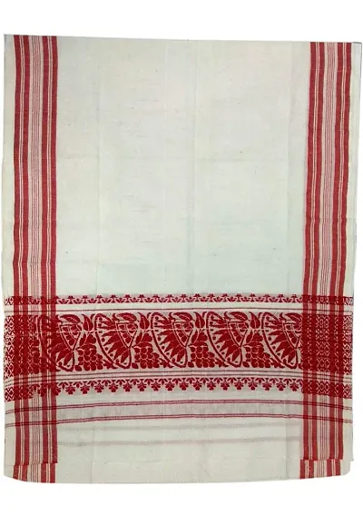 Cartmxx Gamcha Assamese Japi Design Bath Towel Polycotton Gamcha, White