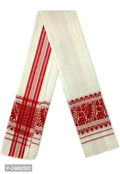 Cartmxx Gamcha Assamese Japi Design Bath Towel Polycotton Gamcha, White-thumb2
